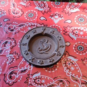 Western Cast Iron Ashtray with Western Symbols,weighs 1.2 Lbs
